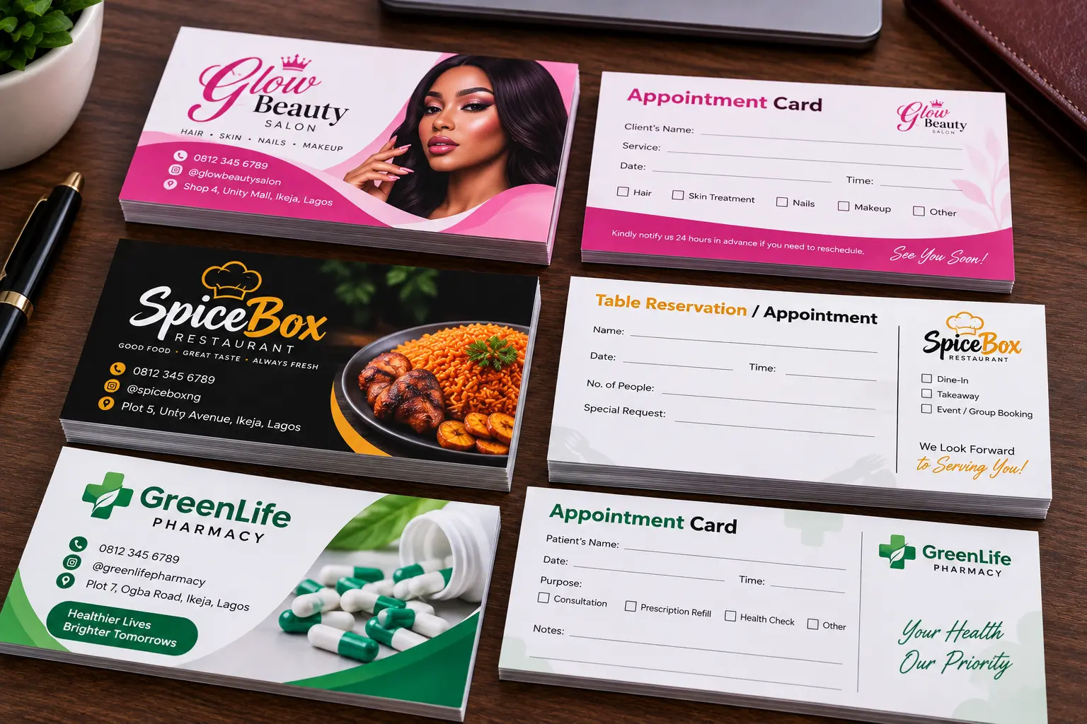 Appointment & Reservation Cards