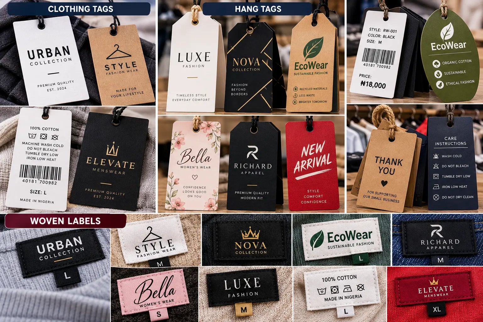 Hang tags & woven labels — Packaging & Labels by APEX PRINTS LTD, Lagos