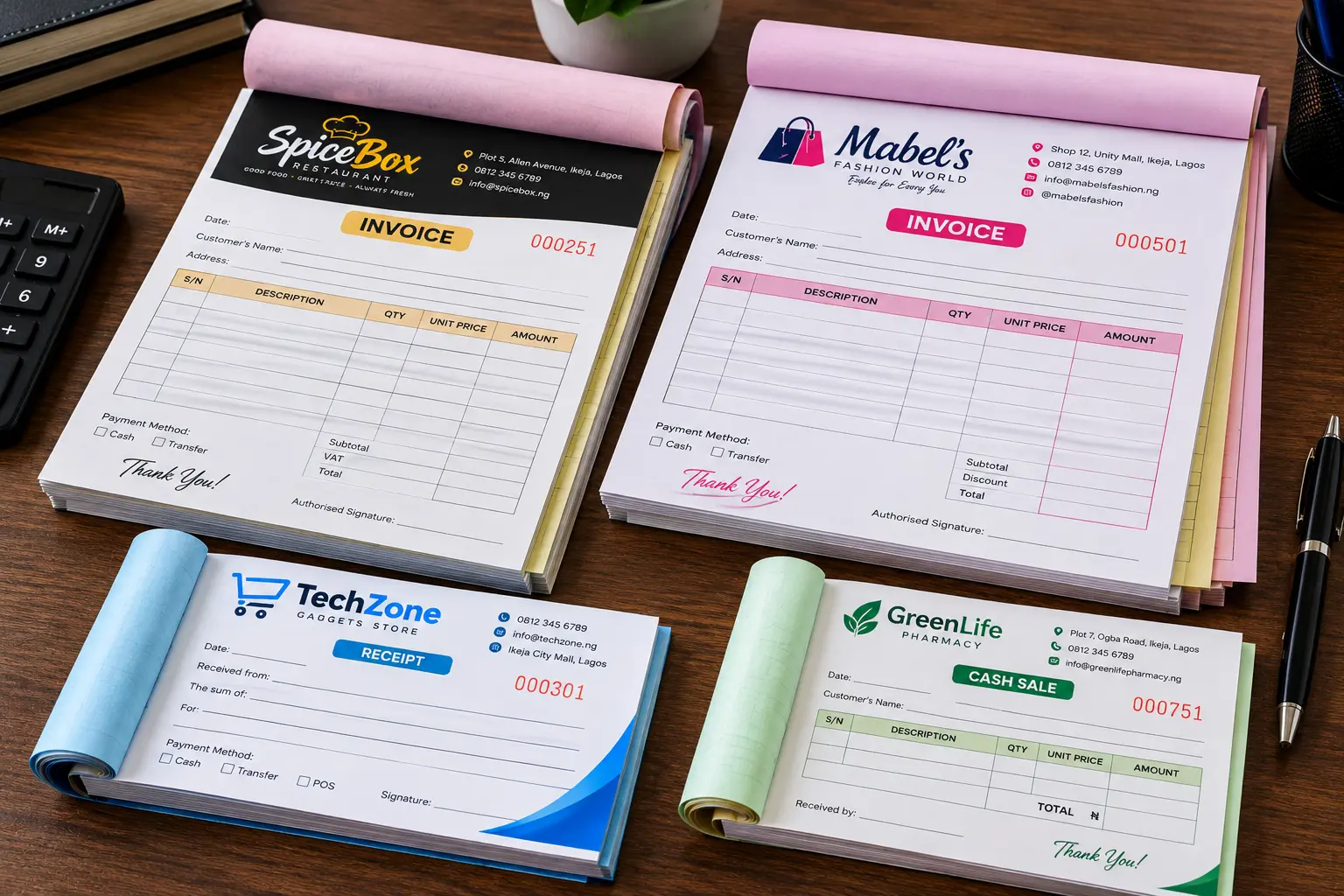 Invoices, Receipts & Business Forms